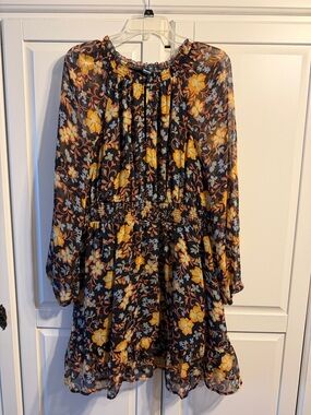 Old Navy Black Mini Dress with Yellow and Blue Floral Print